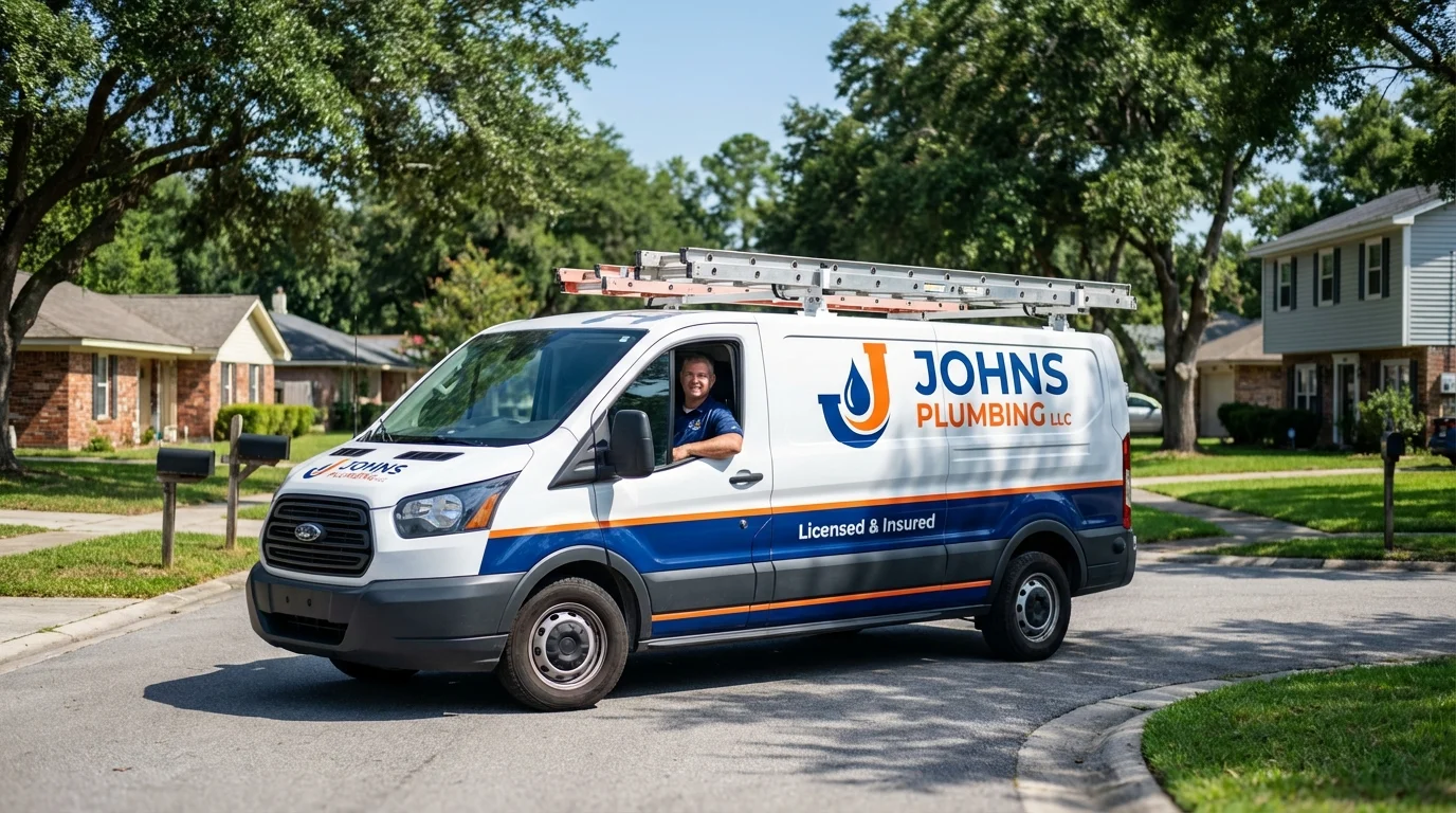 Johns Plumbing LLC service van in Lake Elsinore, CA