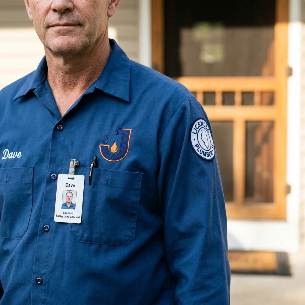 Licensed plumber showing ID badge in Lake Elsinore, CA