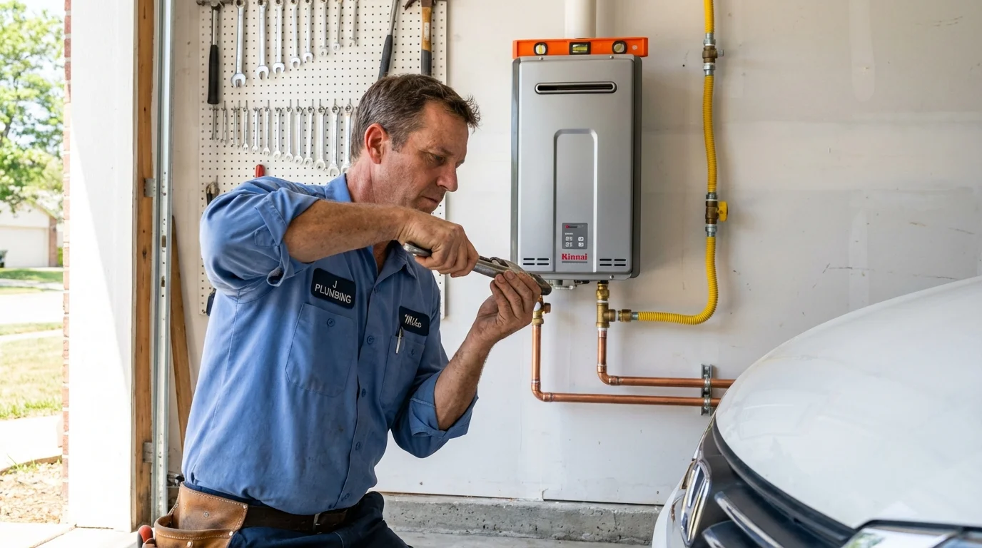 Tankless water heater installation by a Johns Plumbing LLC plumber in Lake Elsinore